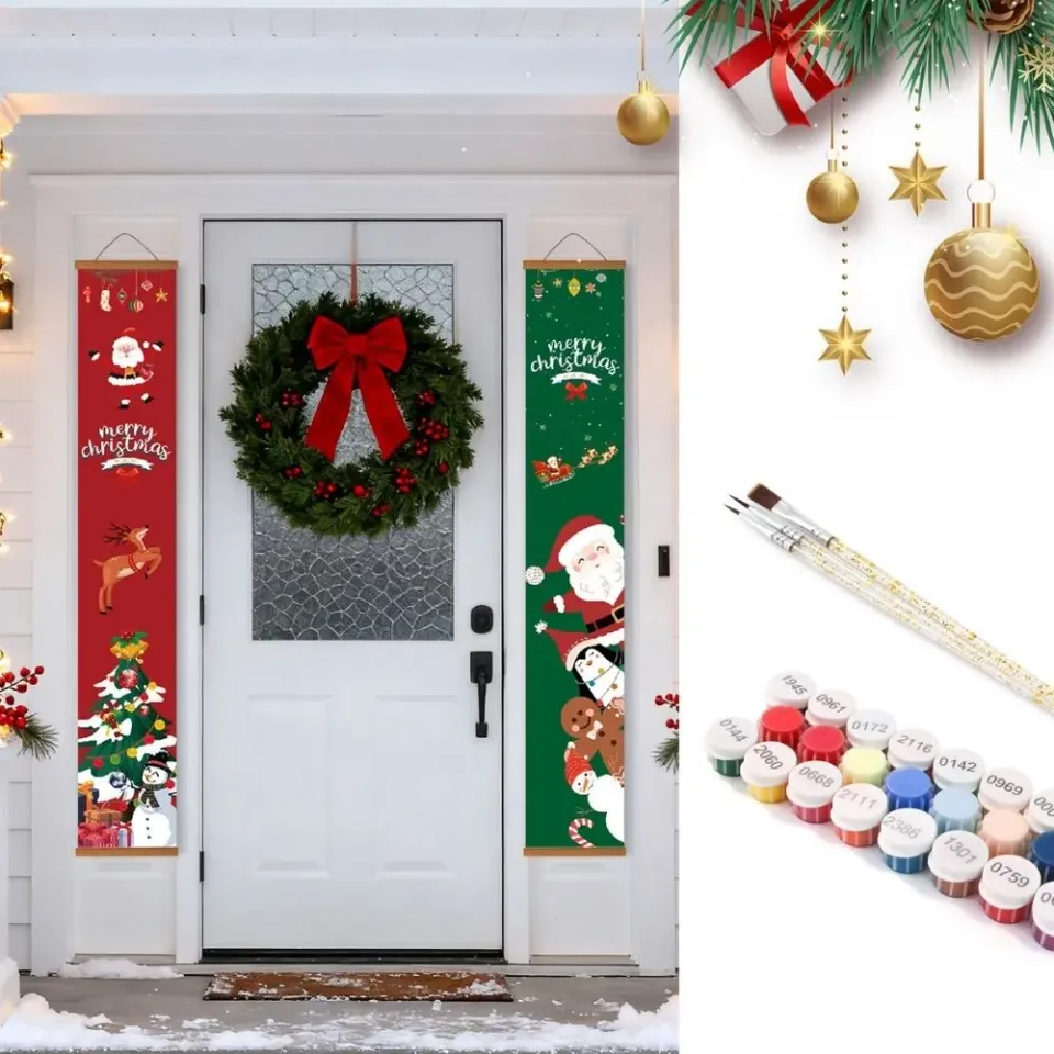 Figured'Art Schilderen op Nummer Kerstsfeer deurbanner 2x 20x120 cm