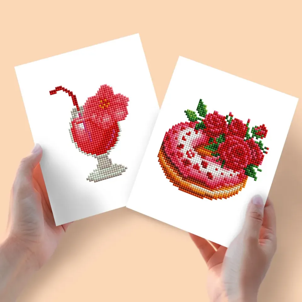 Figured'Art Milkshake en Taart Mini Diamond Painting 15x20cm 2 stuks