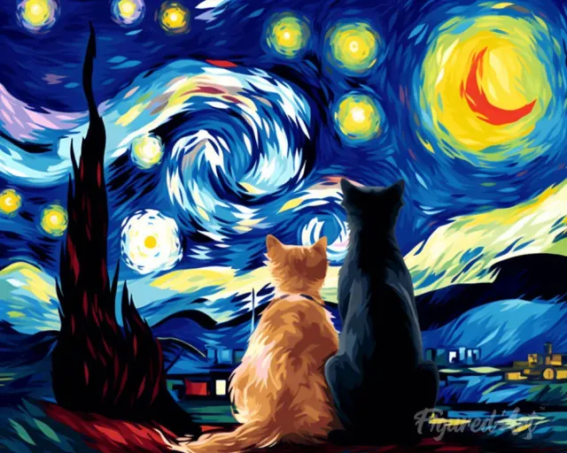 Figured'Art Sterrennacht metgezellen diamond painting 40x50cm vierkant