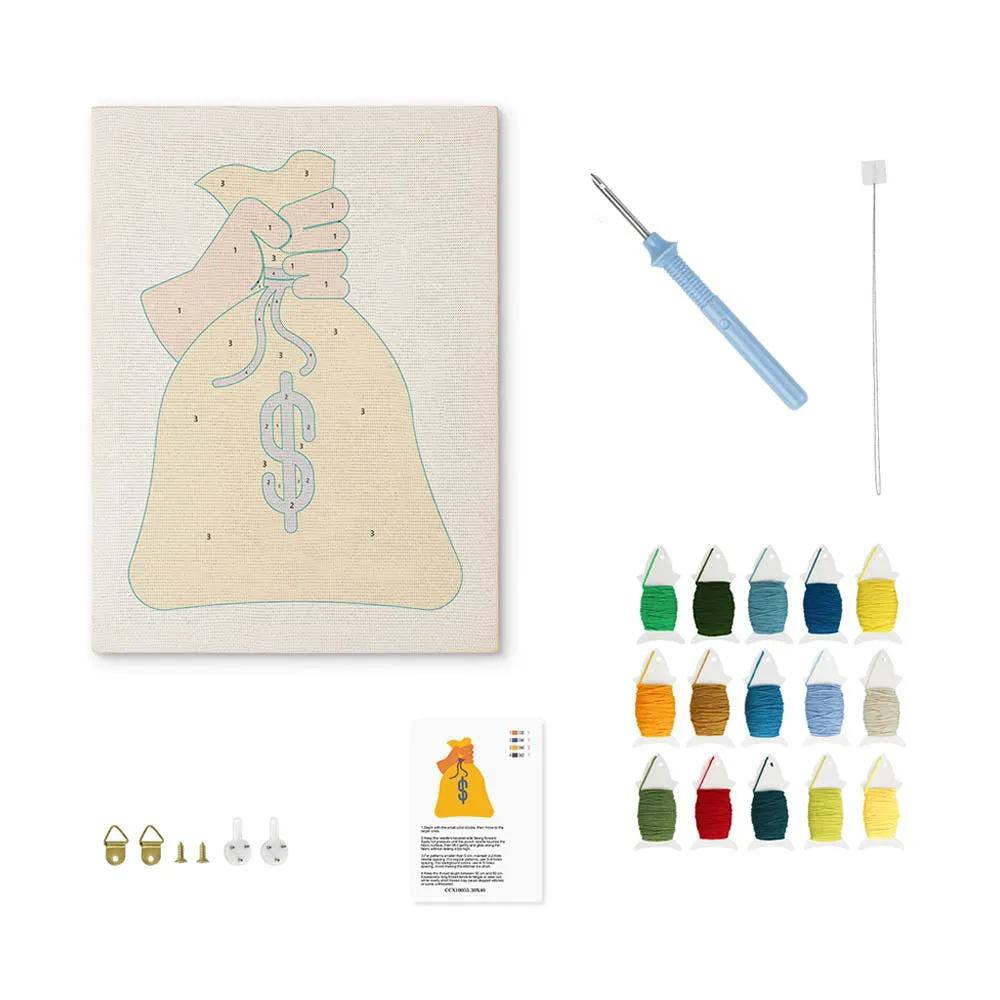 Figured'Art Gouden Geluk punch needle pakket 20x30cm frame