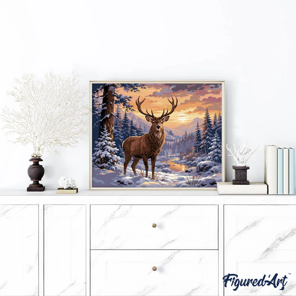 Figured'Art Winterhert schilderen op nummer hert winter middel