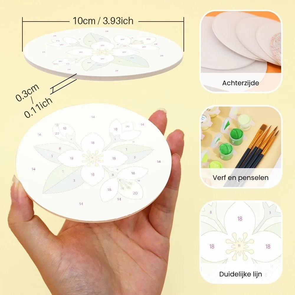 Figured'Art Kruideninfusie onderzetters schilderen 10 cm 6 stuks