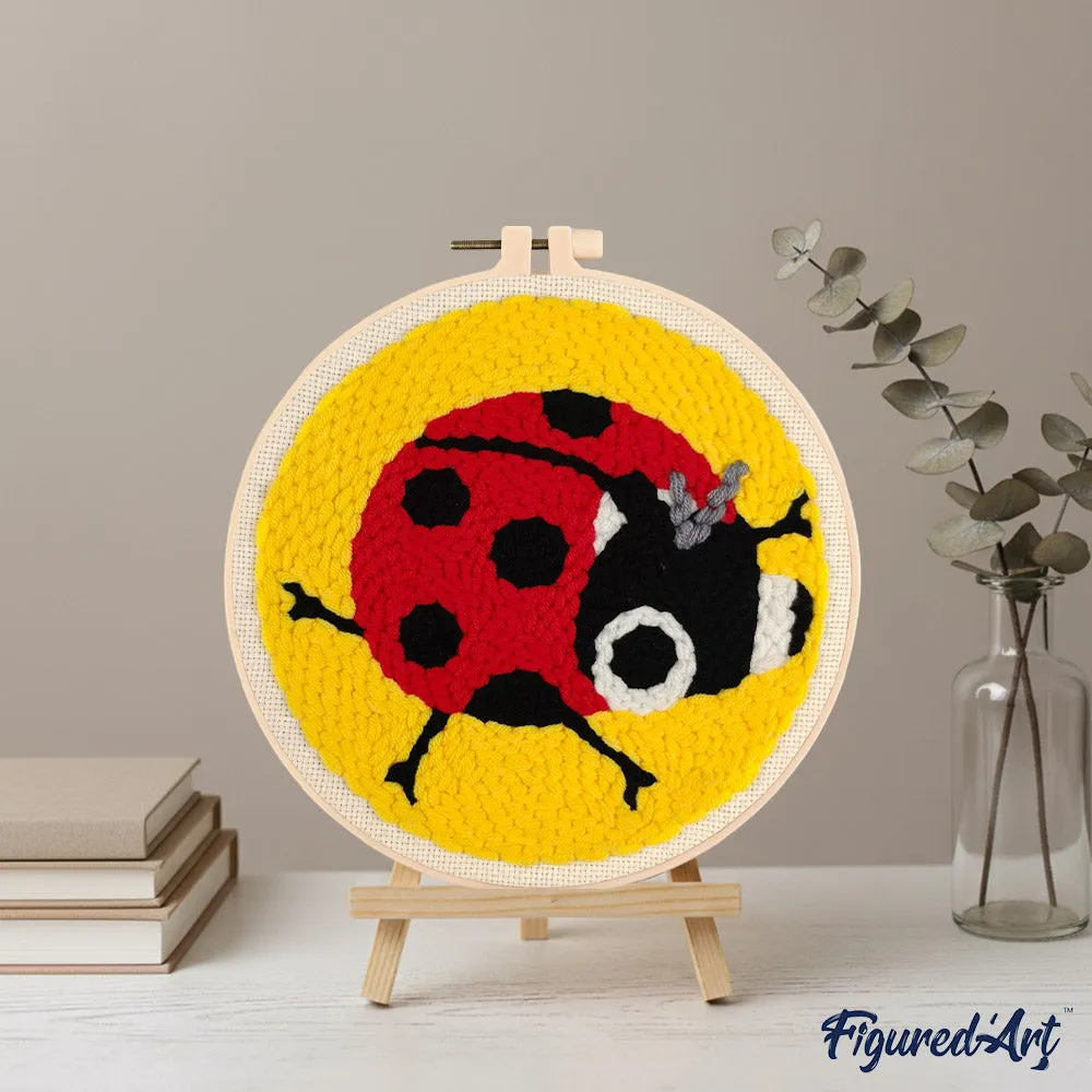 Figured'Art Punch Needle Lieveheersbeestje 20x20 cm wol