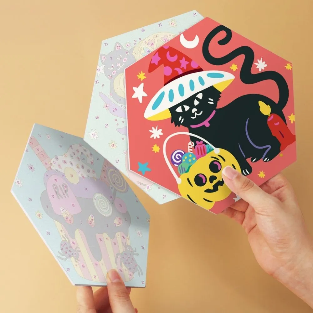 Figured'Art Heksenkat mini schilderen op nummer 6 stuks