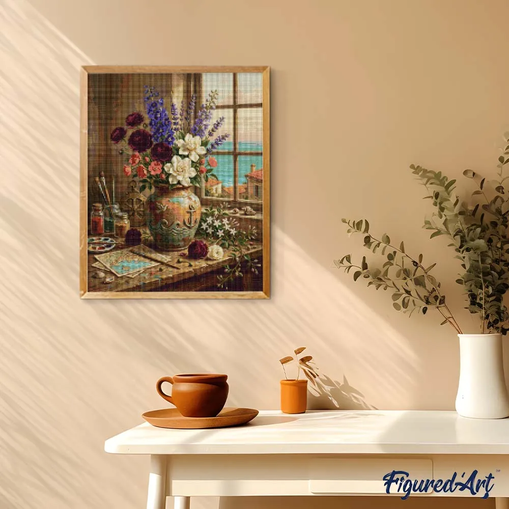 Figured'Art Mediterrane bloemenharmonie diamond painting 40x50cm full drill