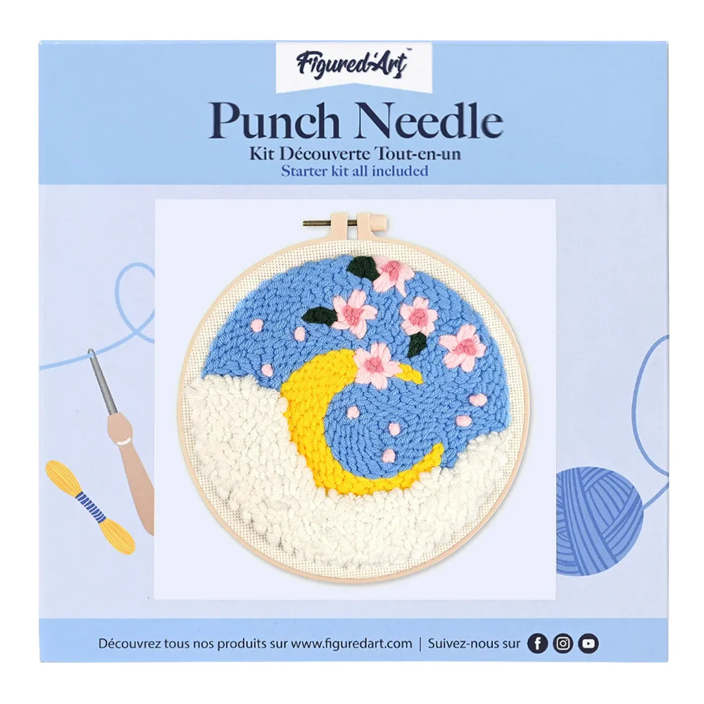 Figured'Art Kersenbloesem en de maan punch needle 20 cm wol
