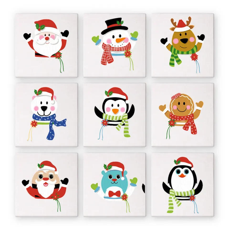 Figured'Art Mini Schattige Kerstpersonages schilderen op nummer 9x 15x15cm