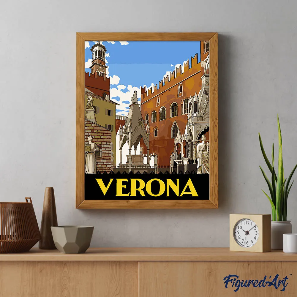 Figured'Art Vintage poster van Verona schilderen op nummer