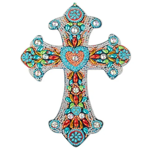 Figured'Art Kruis met Hart diamond painting hanger 25x17cm acryl