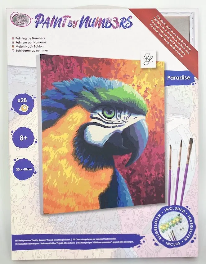 Craft Buddy Paint by Numbers Paradise canvas kit 30x40cm papegaai