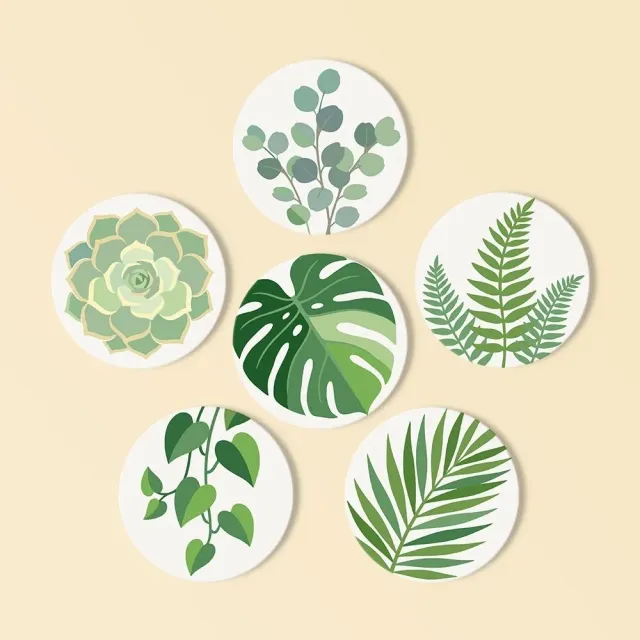 Figured'Art Groene oase schilderen op nummer onderzetters 6 stuks