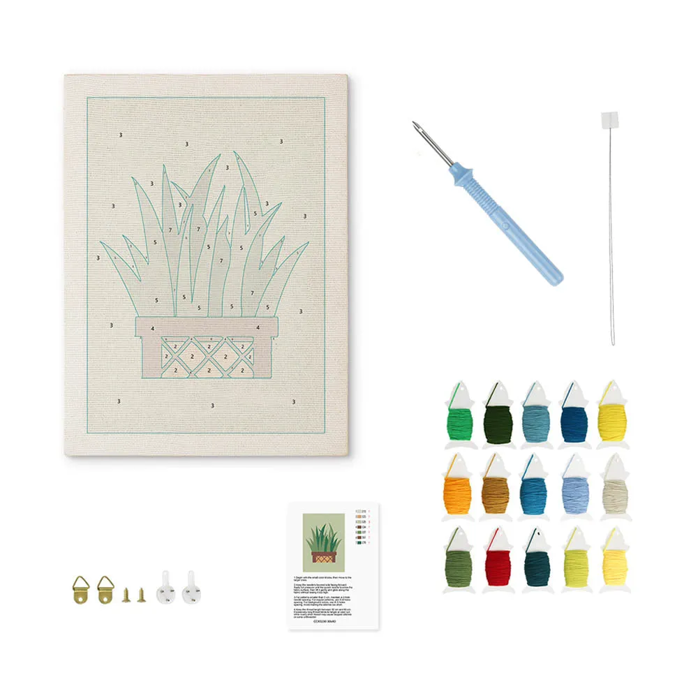 Figured'Art Sansevieria punch needle pakket 20x30 cm met frame