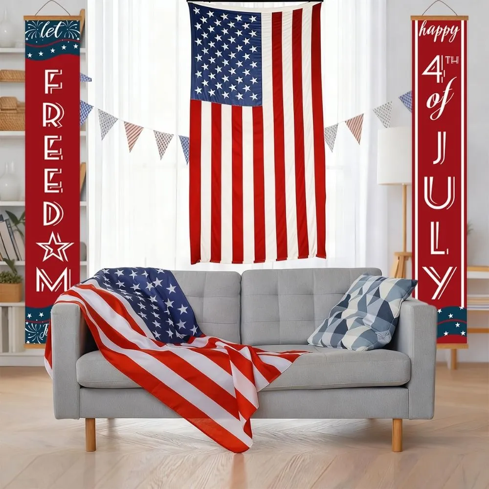 Figured'Art Patriottische Guirlande deurbanner schilderen op nummer 20x120 cm