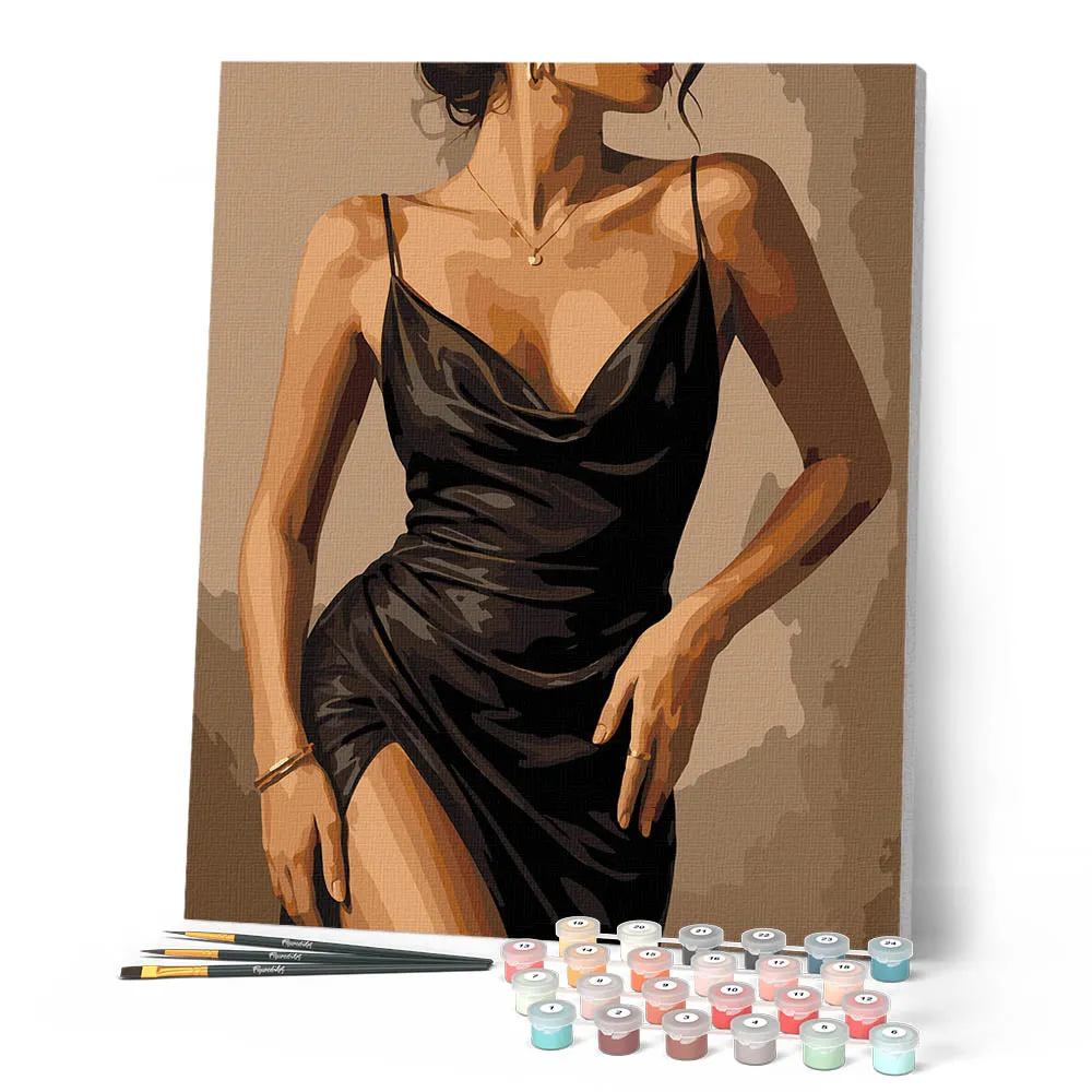 Figured'Art De Zwarte Jurk schilderen op nummer 40x50 cm