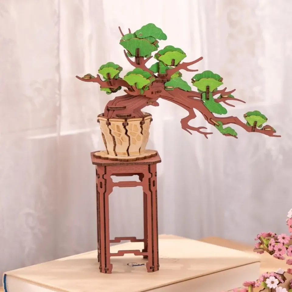 Figured'Art Altijdgroene Pijnboom Bonsai 3D puzzel 115-delig groen