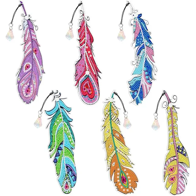 Figured'Art Stijl Veer diamond painting bladwijzers 6 stuks veren