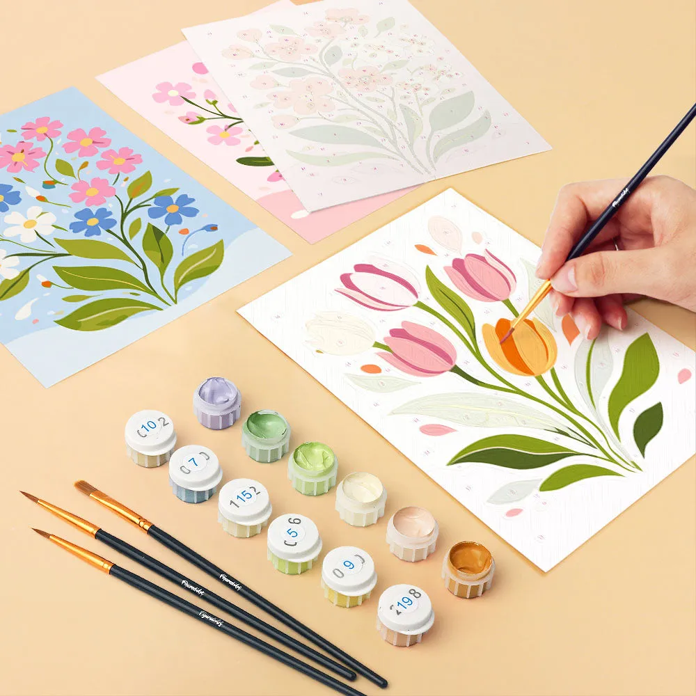 Figured'Art Pastelbloemen mini schilderen op nummer 15x20 6 stuks