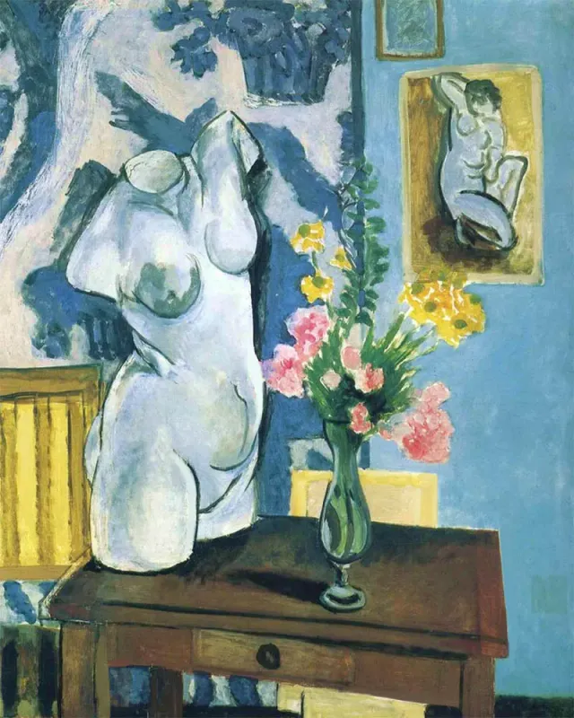 Figured'Art Gipsen torso met bloemenboeket diamond painting 40x50 vierkant