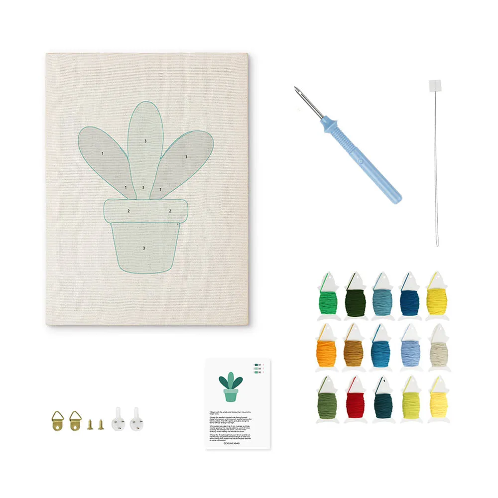 Figured'Art Lachende Vetplant punch needle pakket 20x30 cm frame