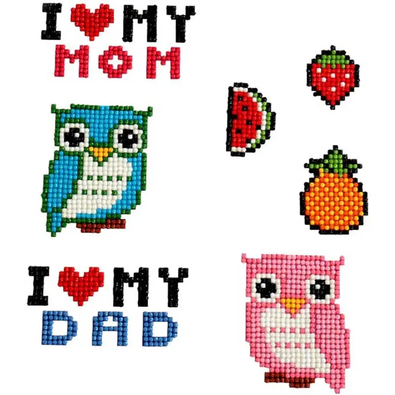 Figured'Art Ik Hou van Mama en Papa diamond painting stickers 7 stuks