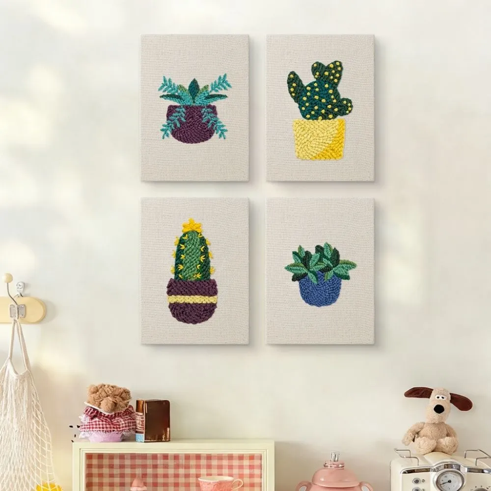 Figured'Art Punch Needle set Moderne Plantenpotten 4 stuks frames