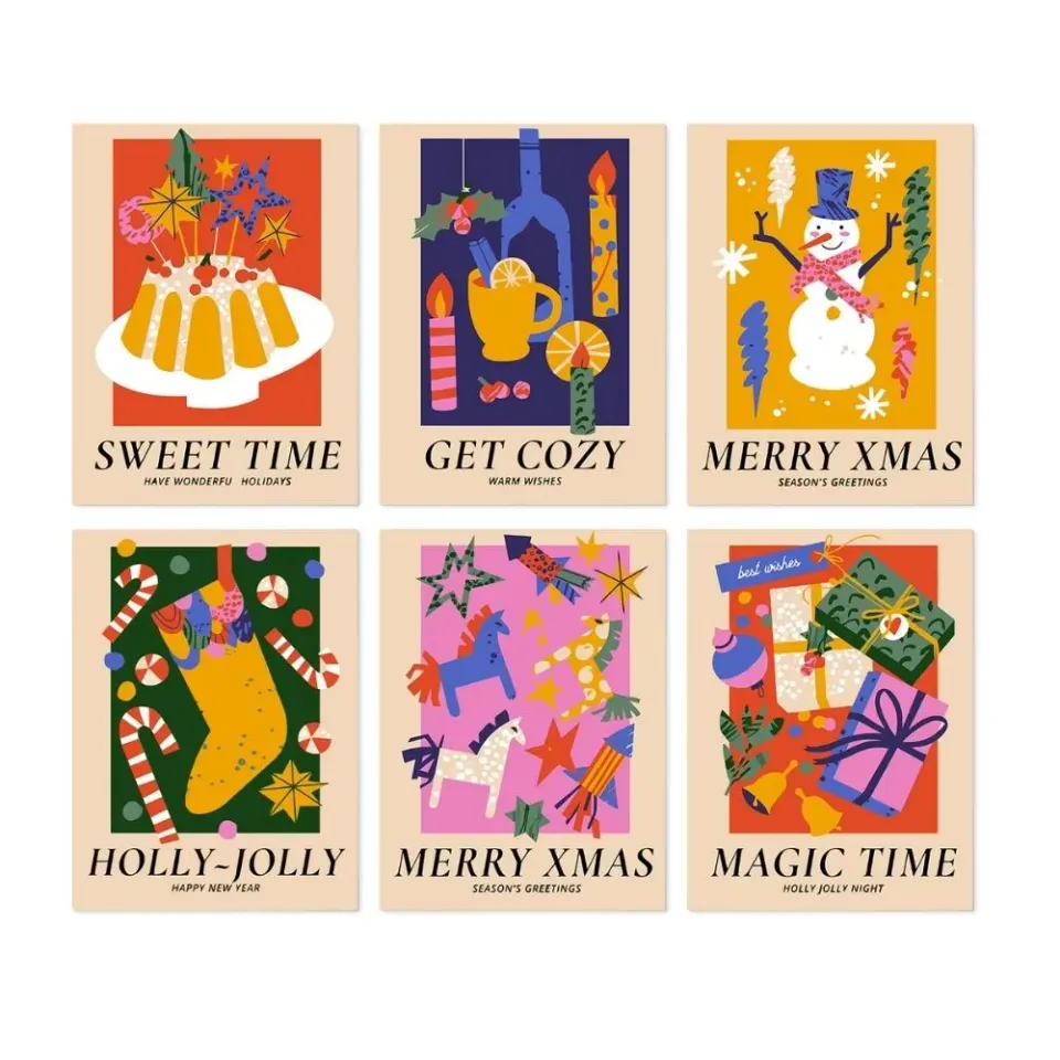 Figured'Art Mini Holly Jolly schilderen op nummer 15x20cm 6 stuks