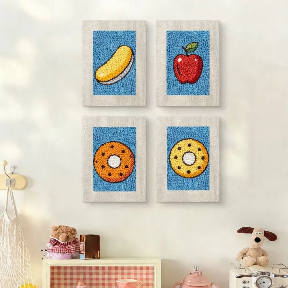 Figured'Art Fruit en Zoet punch needle 4 stuks met frame