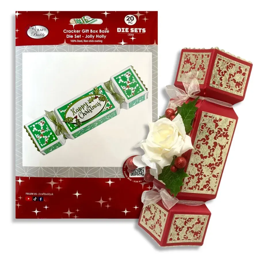 Craft Buddy Jolly Holly Cracker snijmallen set 20 stuks