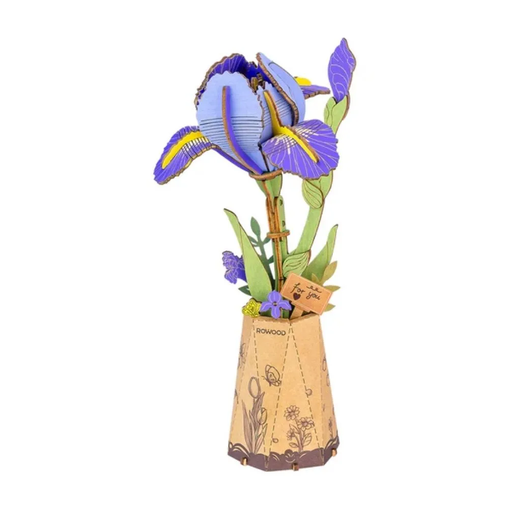 Figured'Art Paarse Iris 3D puzzel hout 73 stukjes