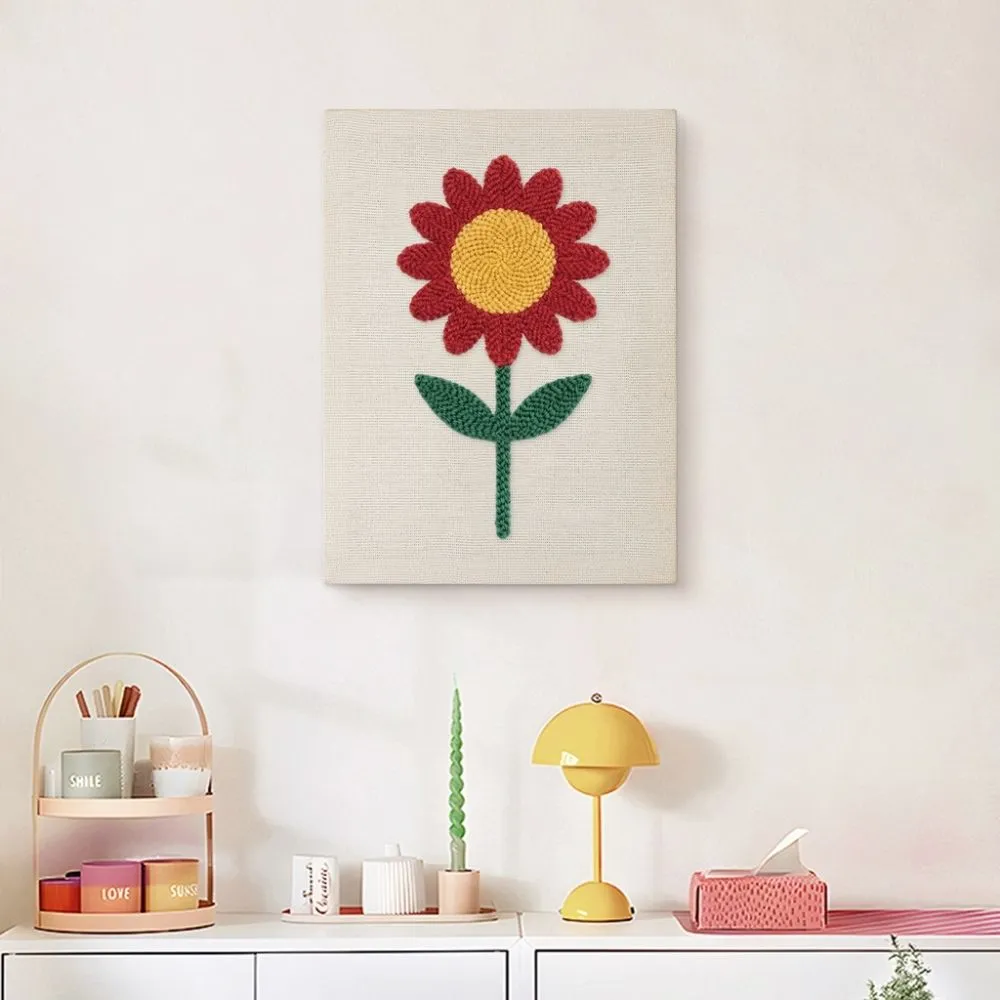 Figured'Art Stralende Bloem punch needle pakket 20x30 cm met frame