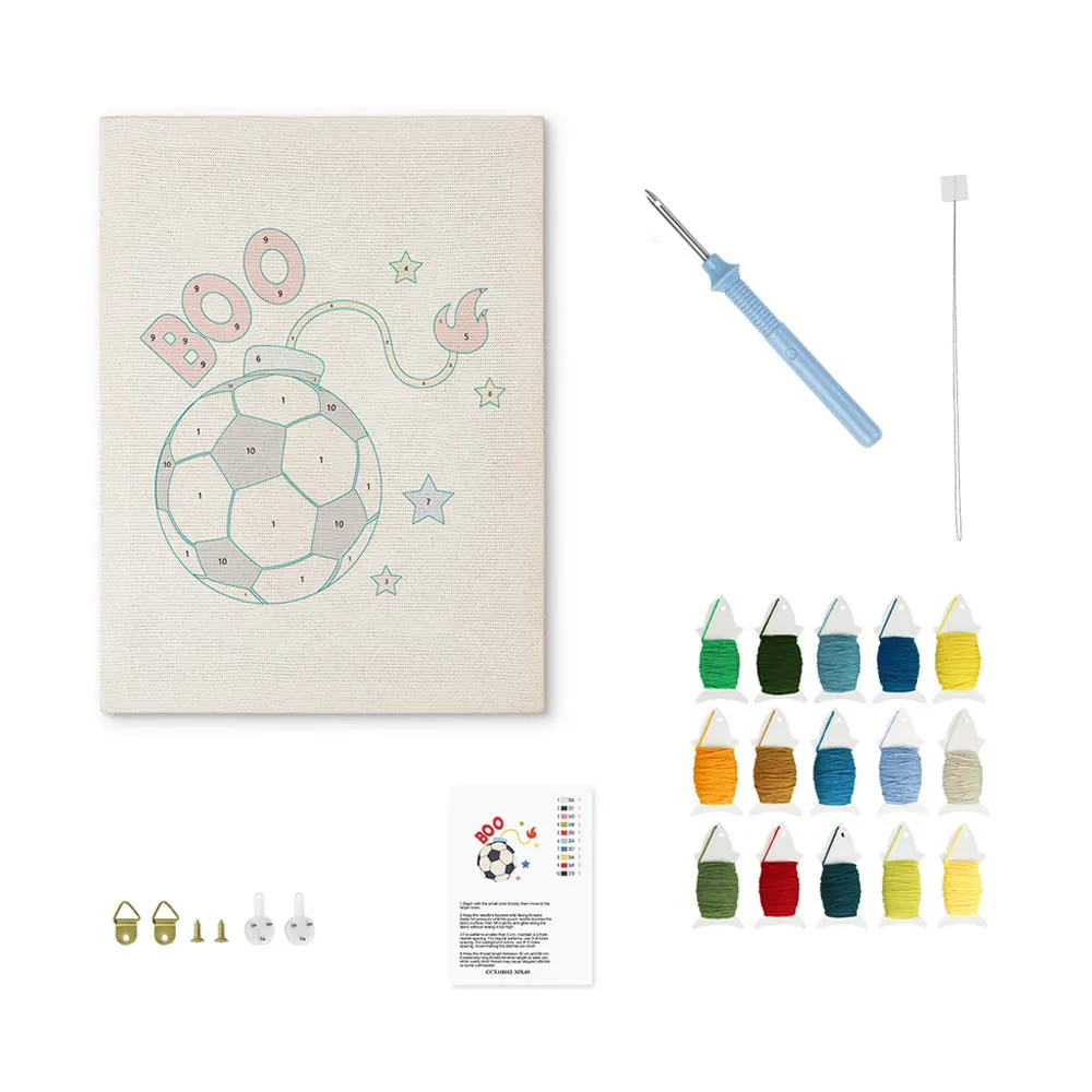 Figured'Art Voetbalsterren punch needle pakket 20x30cm frame