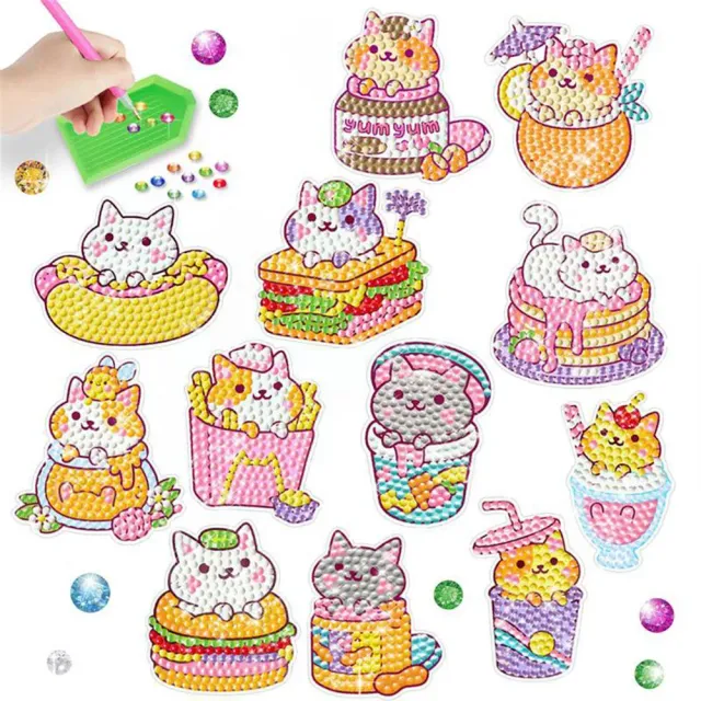 Figured'Art Katten diamond painting stickers 3x3cm 12 stuks rond