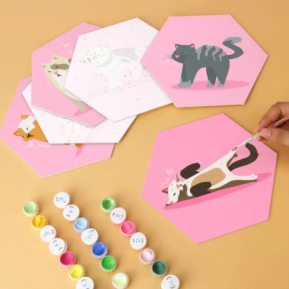 Figured'Art Mini Zeshoeken Dieren in roze Schilderen op Nummer 6st