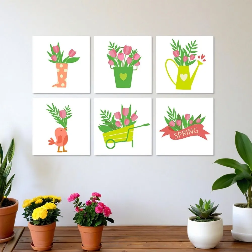 Figured'Art Mini Serie Voorjaarsboeket schilderen op nummer 20x20cm 6 stuks lente