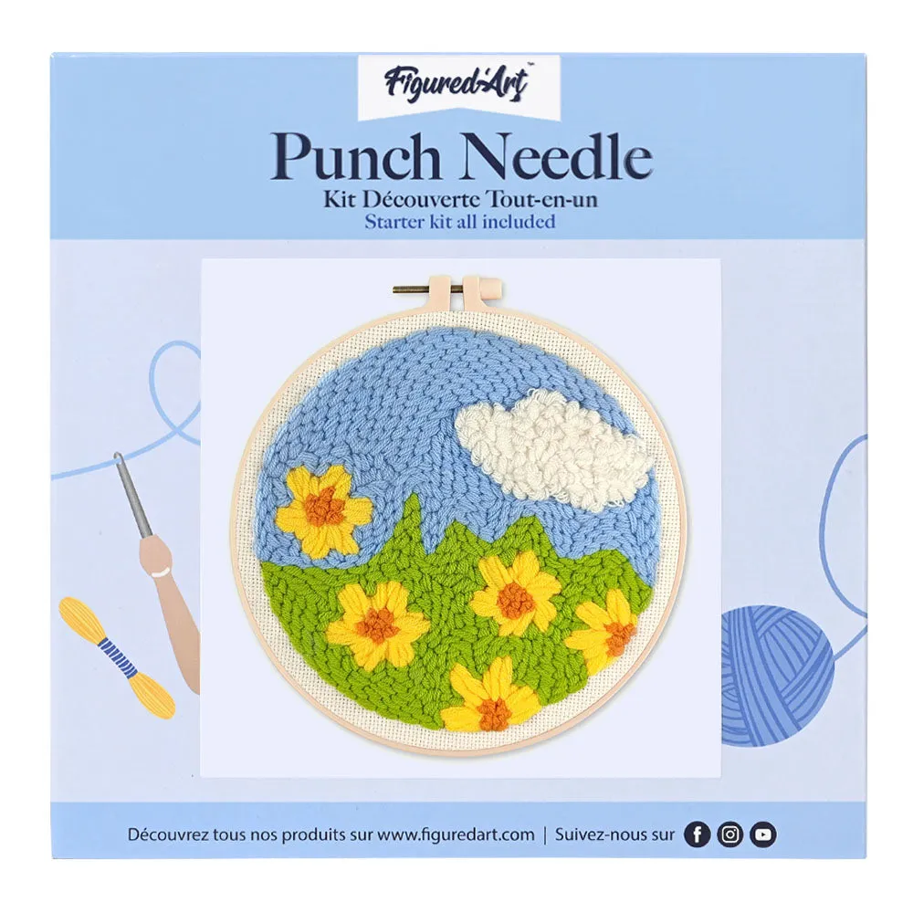 Figured'Art Punch Needle pakket Bloemenveld 20x20 cm wol