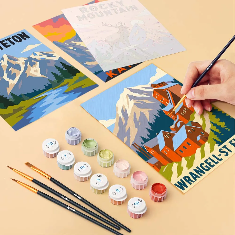 Figured'Art Nationale Parken Mini Schilderen op Nummer 6 Stuks