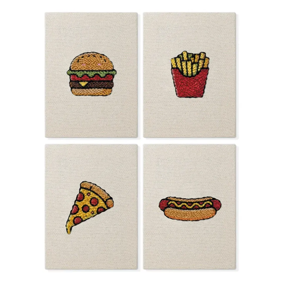 Figured'Art Amerikaanse Diner punch needle set 4 stuks katoen