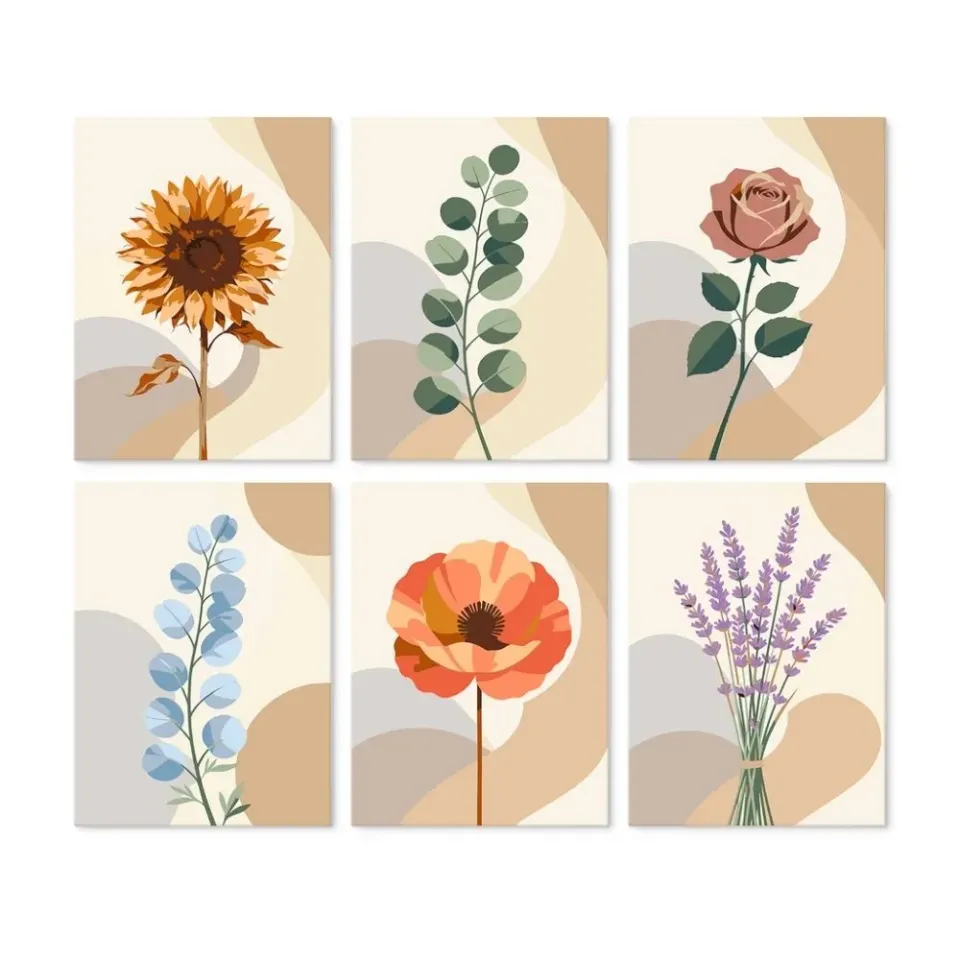 Figured'Art Botanische Studie Mini Schilderen op Nummer 15x20cm 6 stuks