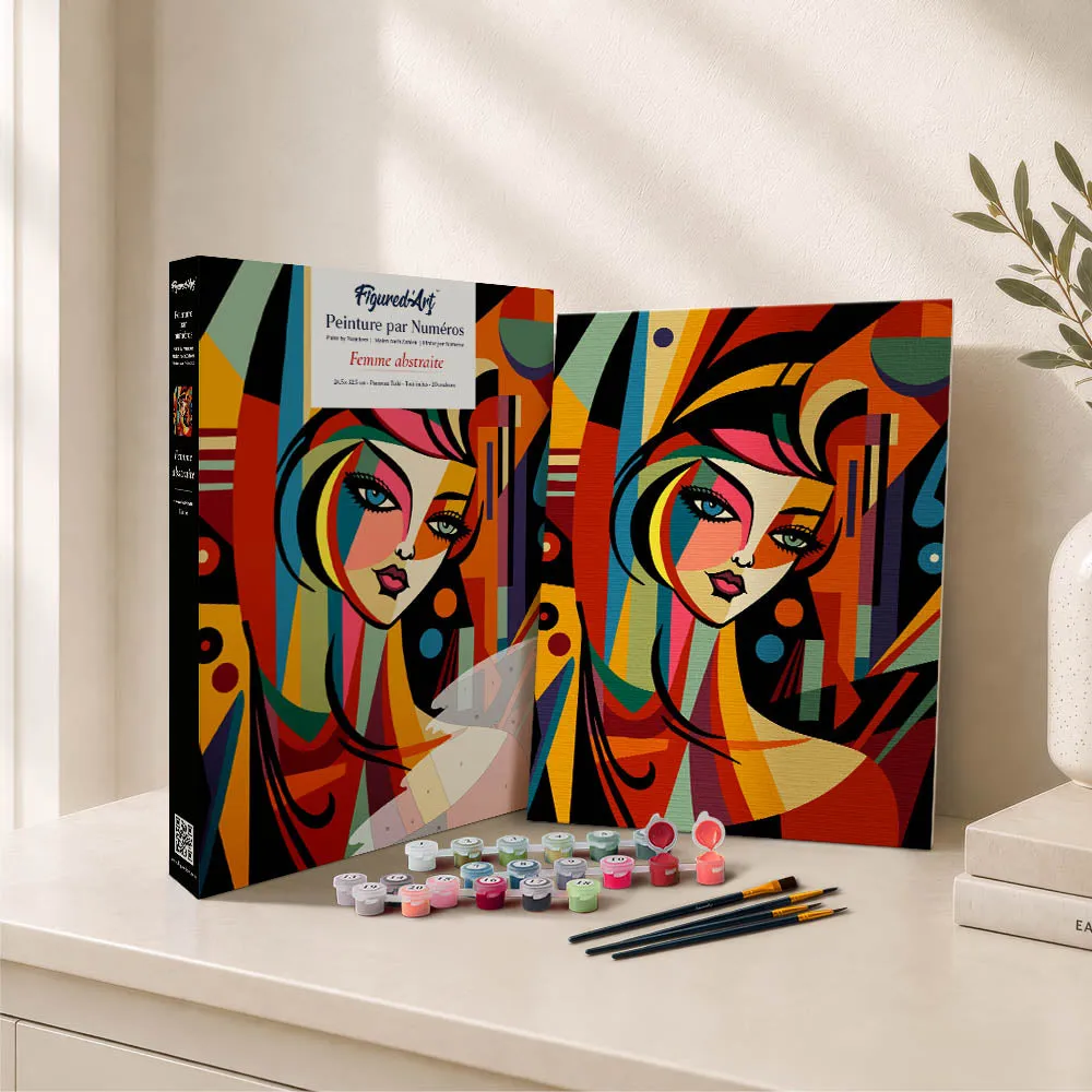 Figured'Art Abstracte Vrouw schilderen op nummers cadeauset 24,5x32,5cm