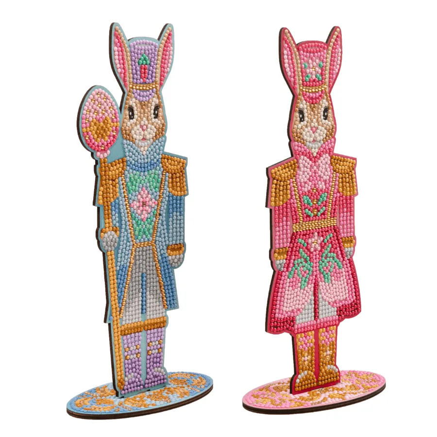 Craft Buddy Crystal Art Easter Rabbit houten figuren 2 stuks