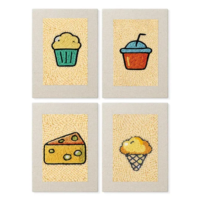 Figured'Art Punch Needle Heerlijke Hapjes set 4 frames 15x20cm