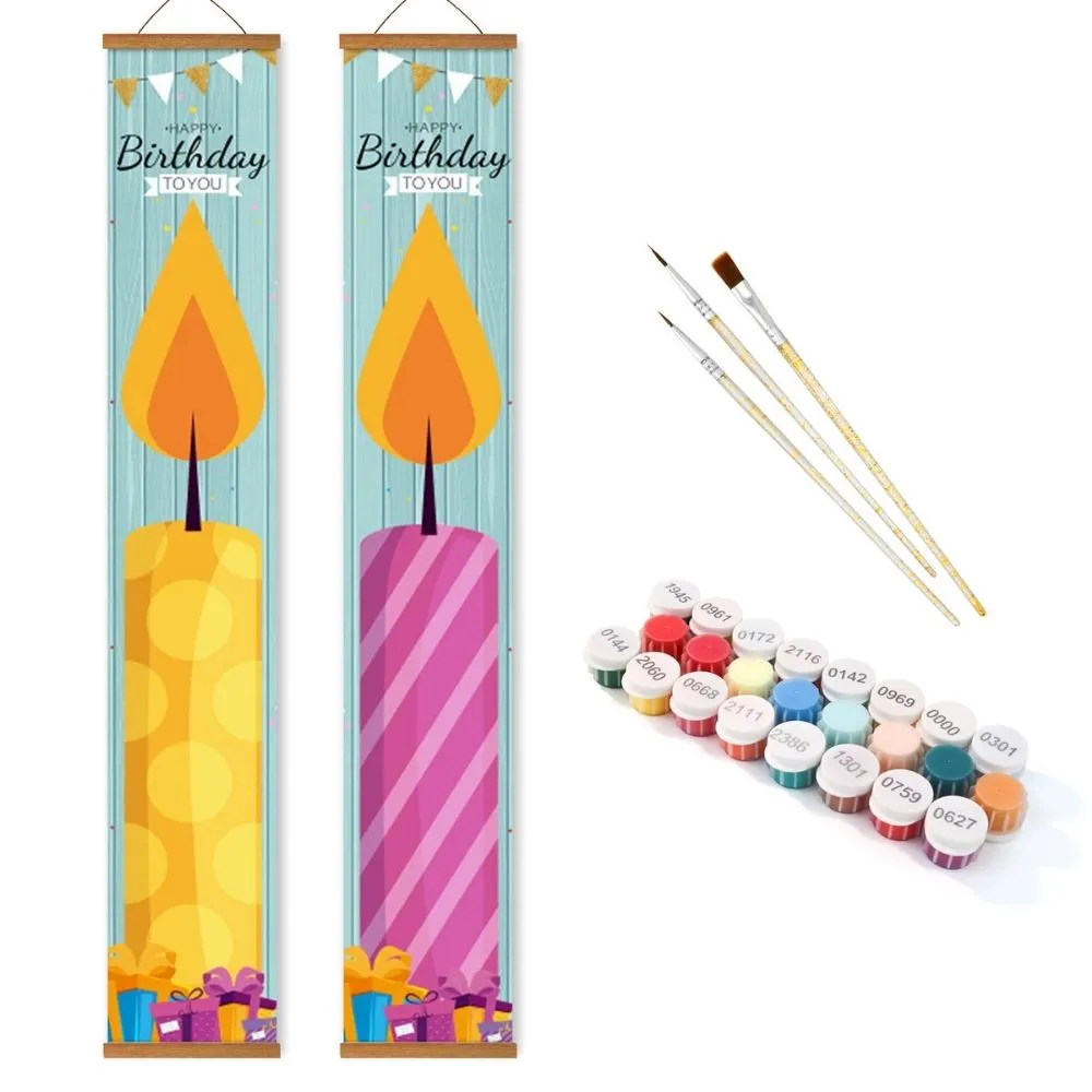 Figured'Art Verjaardags-Feston 1 deur banners schilderen 2x 20x120 cm