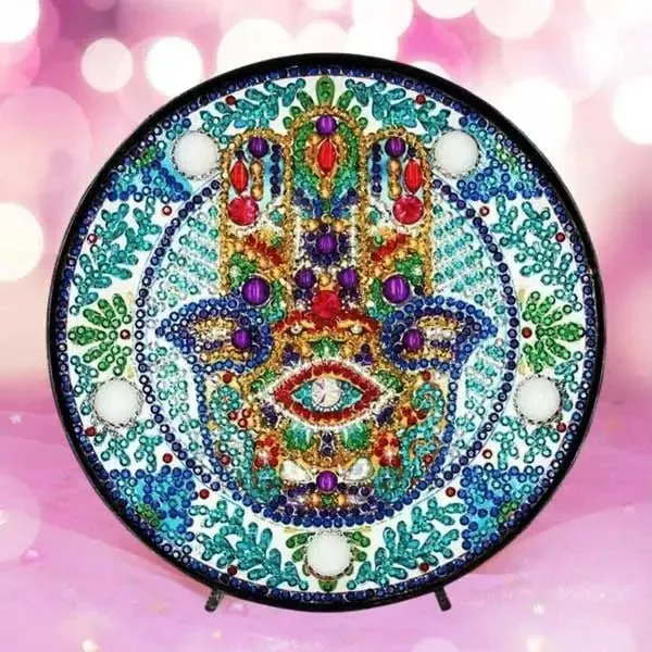 Figured'Art Hand Hamsa led lamp diamond painting 15 cm