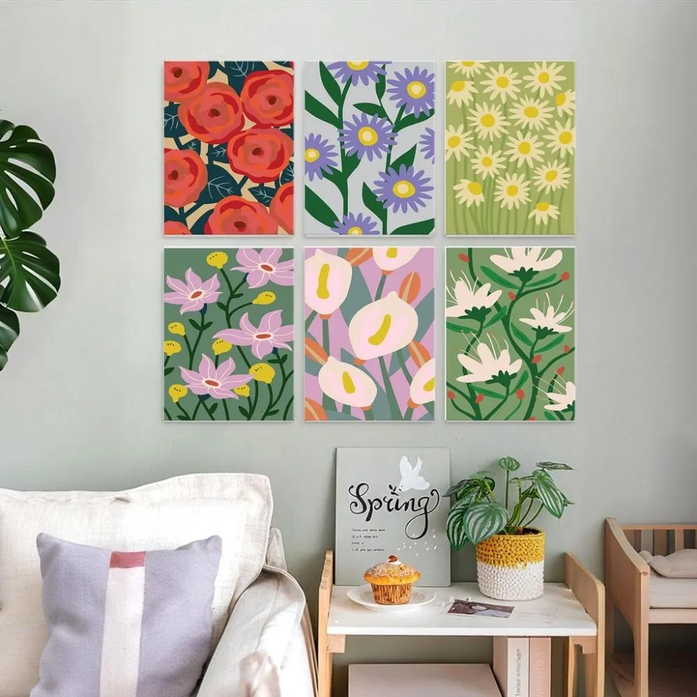 Figured'Art Mini Levendige bloemen schilderen op nummer 15x20 6st