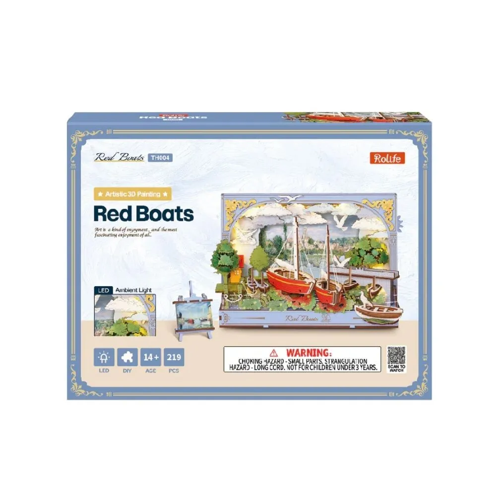Figured'Art Rode Boten 3D puzzel hout 219 stukjes met LED