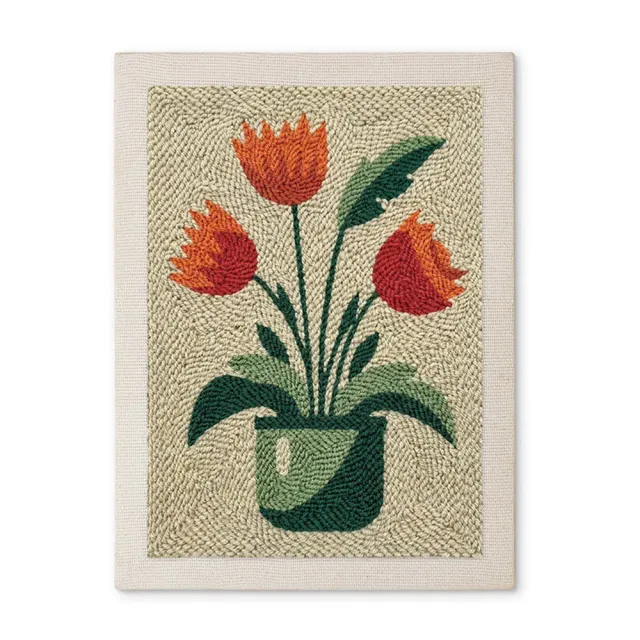 Figured'Art Bloeiende Tulpen punch needle pakket 20x30cm katoen