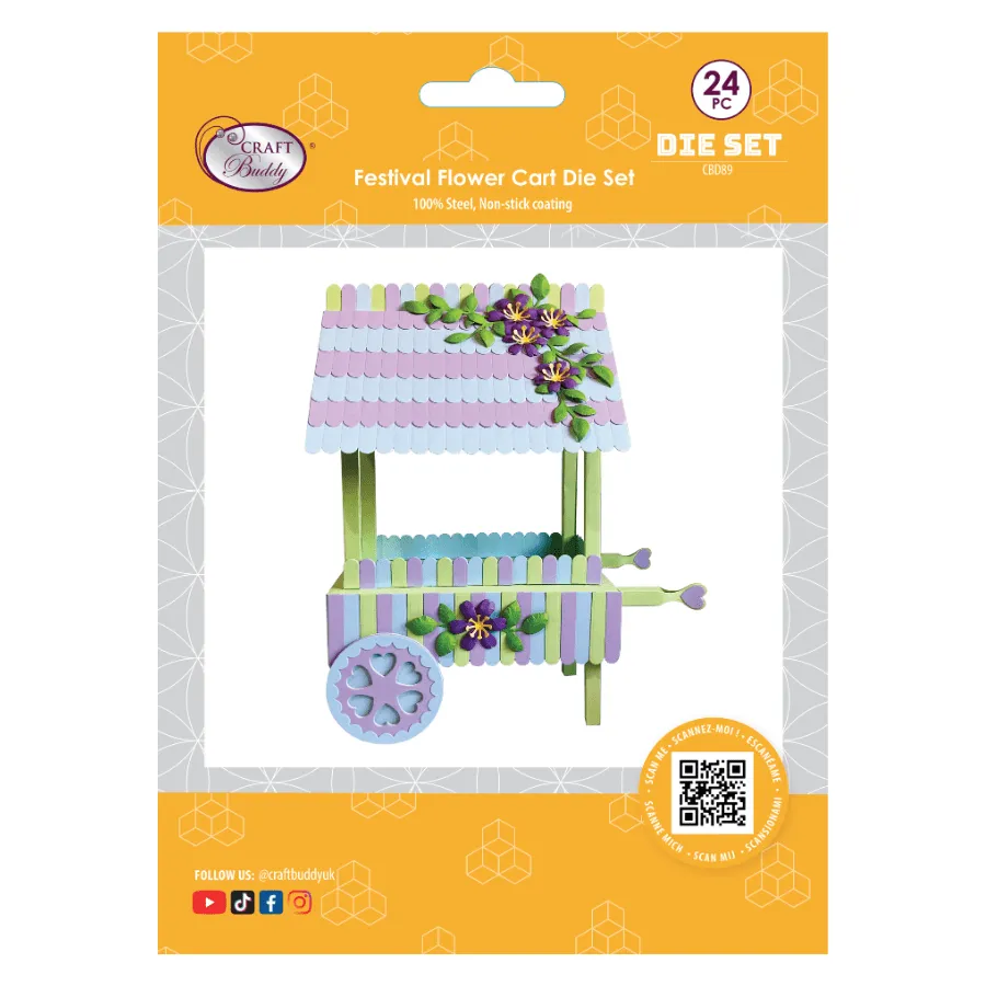 Craft Buddy Festival Flower Cart snijmallen set 24 stuks metaal