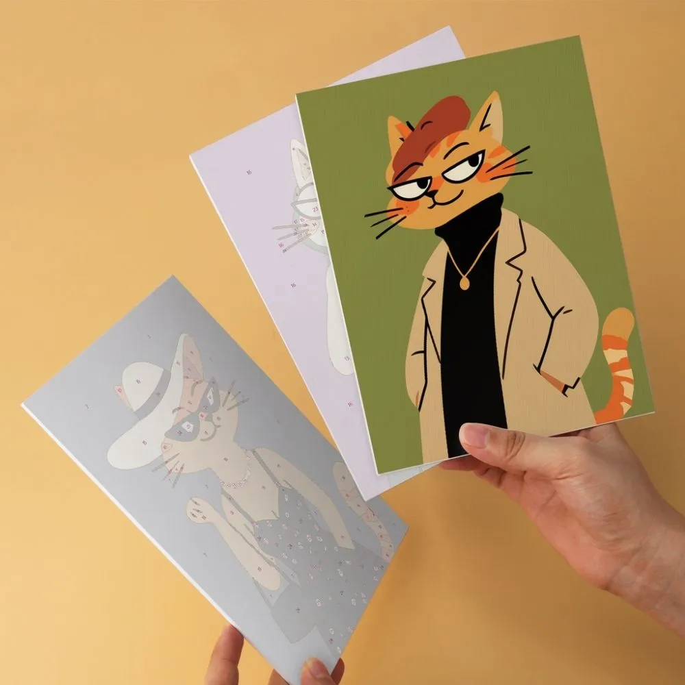 Figured'Art Stijlvolle katten mini schilderen op nummer 15x20cm 6 stuks