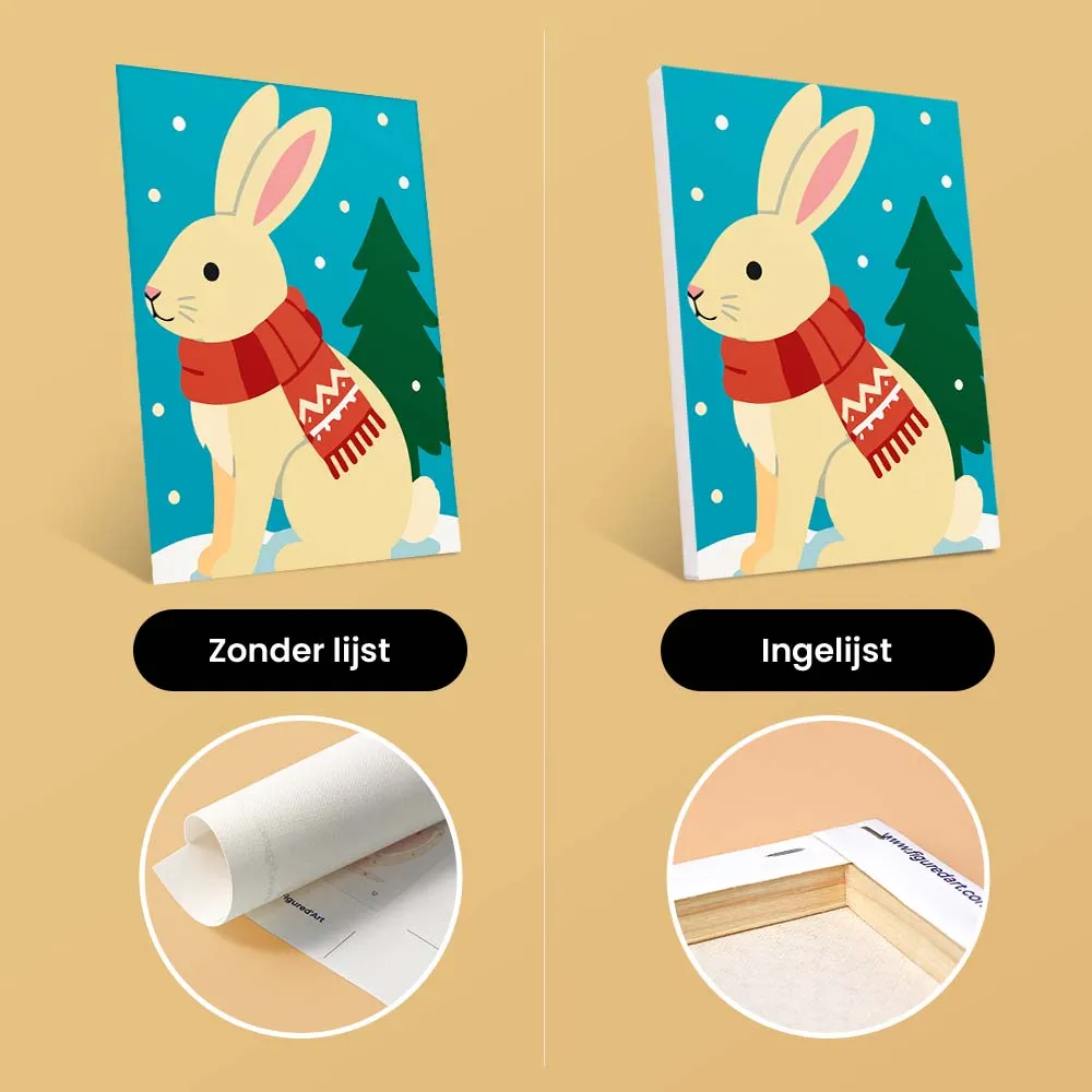 Figured'Art Winterdieren mini schilderen op nummer 15x20 cm 6 stuks