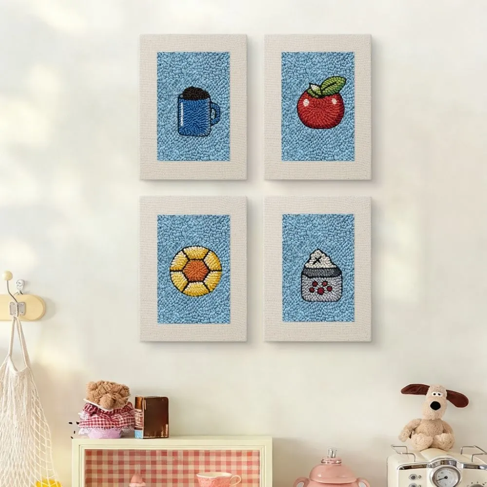 Figured'Art Ontbijt Lekkernijen punch needle set 4 stuks 15x20 cm
